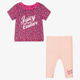 Juicy Couture-Pink Logo Cotton Leggings Set | Childrensalon Outlet