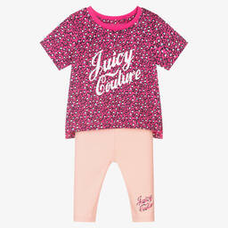 Juicy Couture-Pink Logo Cotton Leggings Set | Childrensalon Outlet