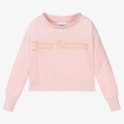 Juicy Couture-Pink Velour Logo Sweatshirt | Childrensalon Outlet