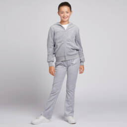 Juicy Couture-Teen Girls Flared Velour Grey Trousers | Childrensalon Outlet