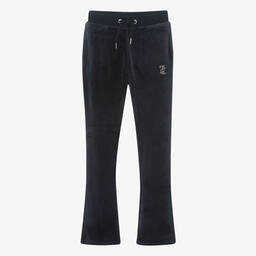 Juicy Couture-Teen Girls Navy Blue Flared Velour Joggers | Childrensalon Outlet