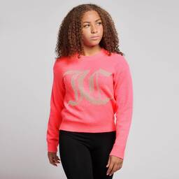 Juicy Couture-كنزة تينز بناتي مزيج أكريليك محبوك لون زهري | Childrensalon Outlet