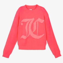 Juicy Couture-كنزة تينز بناتي مزيج أكريليك محبوك لون زهري | Childrensalon Outlet