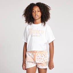 Juicy Couture-Бело-оранжевые шорты в цветочек | Childrensalon Outlet