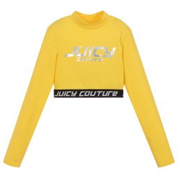 Juicy Couture-Yellow Cropped Logo Top | Childrensalon Outlet
