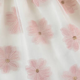 Junona-فستان أورغانزا لون عاجي بطبعة ورود | Childrensalon Outlet