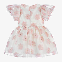 Junona-فستان أورغانزا لون عاجي بطبعة ورود | Childrensalon Outlet