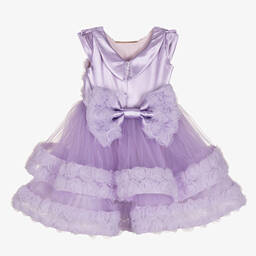 Junona-Baby Girls Lilac Purple Floral Tulle Dress | Childrensalon Outlet