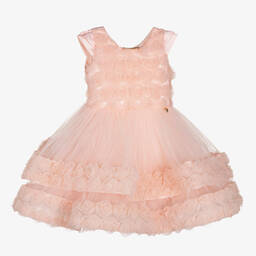 Junona-Baby Girls Pale Pink Floral Tulle Dress | Childrensalon Outlet