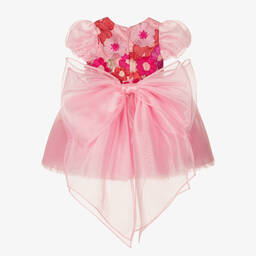 Junona-Baby Girls Pink Floral Organza Dress | Childrensalon Outlet