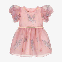 Junona-Baby Girls Pink Organza Unicorn Dress | Childrensalon Outlet