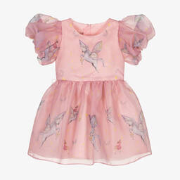 Junona-Baby Girls Pink Organza Unicorn Dress | Childrensalon Outlet