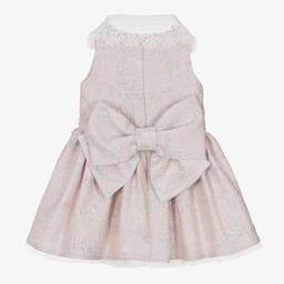 Junona-Baby Girls Pink & Silver Jacquard Bow Dress | Childrensalon Outlet