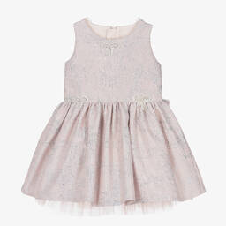 Junona-Baby Girls Pink & Silver Jacquard Bow Dress | Childrensalon Outlet