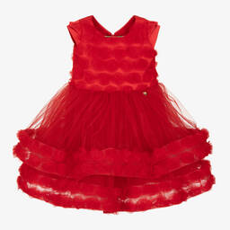 Junona-Baby Girls Red Tulle Rose Dress | Childrensalon Outlet