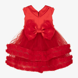 Junona-Baby Girls Red Tulle Rose Dress | Childrensalon Outlet