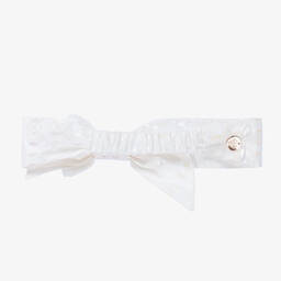 Junona-Baby Girls White Bow Headband | Childrensalon Outlet