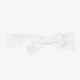 Junona-Baby Girls White Bow Headband | Childrensalon Outlet