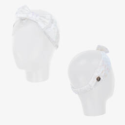 Junona-Baby Girls White Bow Headband | Childrensalon Outlet