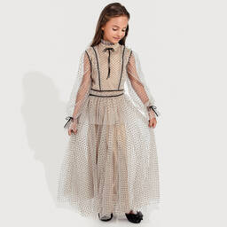 Junona-بلوز تول لون بيج للبنات | Childrensalon Outlet