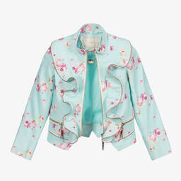 Junona-Голубая хлопковая куртка с цветочным рисунком | Childrensalon Outlet