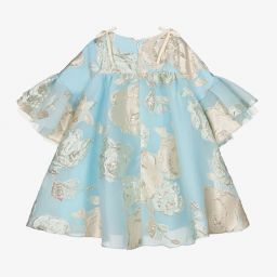 Junona-Золотисто-голубое жаккардовое платье | Childrensalon Outlet