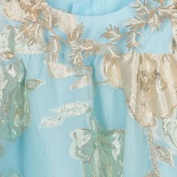 Junona-Золотисто-голубое жаккардовое платье | Childrensalon Outlet