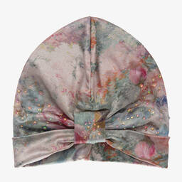 Junona-Blue & Pink Floral Turban | Childrensalon Outlet