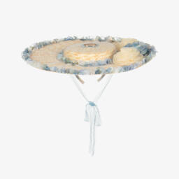 Junona-Girls Beige Chiffon & Straw Sunhat | Childrensalon Outlet