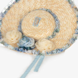 Junona-Girls Beige Chiffon & Straw Sunhat | Childrensalon Outlet