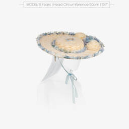 Junona-Girls Beige Chiffon & Straw Sunhat | Childrensalon Outlet