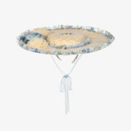 Junona-Girls Beige Chiffon & Straw Sunhat | Childrensalon Outlet