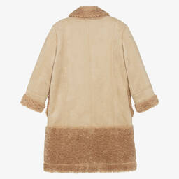 Junona-Girls Beige Faux Shearling Coat | Childrensalon Outlet