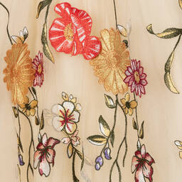 Junona-Girls Beige Floral Tulle Dress | Childrensalon Outlet