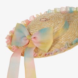 Junona-Бежево-розовая соломенная шляпа для девочек | Childrensalon Outlet