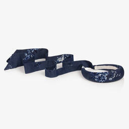 Junona-Girls Blue Cotton Chambray Floral Hairband | Childrensalon Outlet