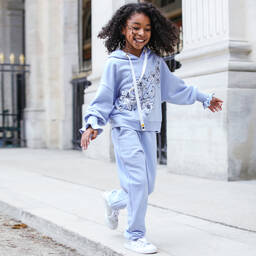 Junona-Girls Blue Cotton Joggers | Childrensalon Outlet