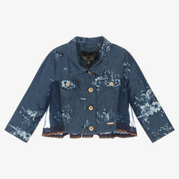 Junona-Girls Blue Floral Chambray Jacket | Childrensalon Outlet