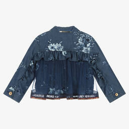 Junona-Girls Blue Floral Chambray Jacket | Childrensalon Outlet