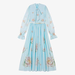 Junona-Girls Blue Floral Maxi Dress | Childrensalon Outlet