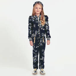 Junona-Синий спортивный костюм с цветами для девочек | Childrensalon Outlet