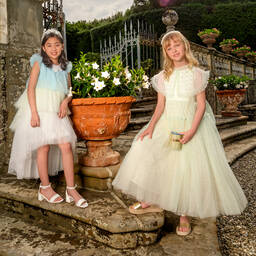 Junona-Girls Blue Glitter Ombré Waterfall Dress | Childrensalon Outlet