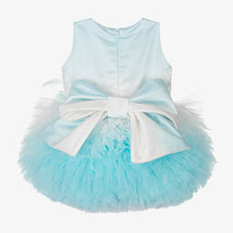 Junona-Girls Blue Tulle Flower Dress | Childrensalon Outlet