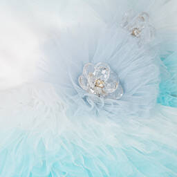 Junona-Girls Blue Tulle Flower Dress | Childrensalon Outlet