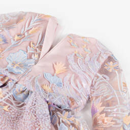 Junona-Girls Blush Tulle Floral Dress | Childrensalon Outlet