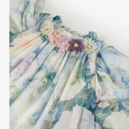 Junona-Girls Elegant Blue Blossom Gown | Childrensalon Outlet