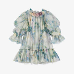 Junona-Girls Elegant Blue Blossom Gown | Childrensalon Outlet