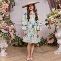 Junona-Girls Elegant Blue Blossom Gown | Childrensalon Outlet