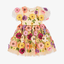 Junona-فستان تول فاخر مزين بالورود للبنات | Childrensalon Outlet