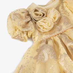 Junona-فستان جاكار ذهبي أنيق للبنات | Childrensalon Outlet